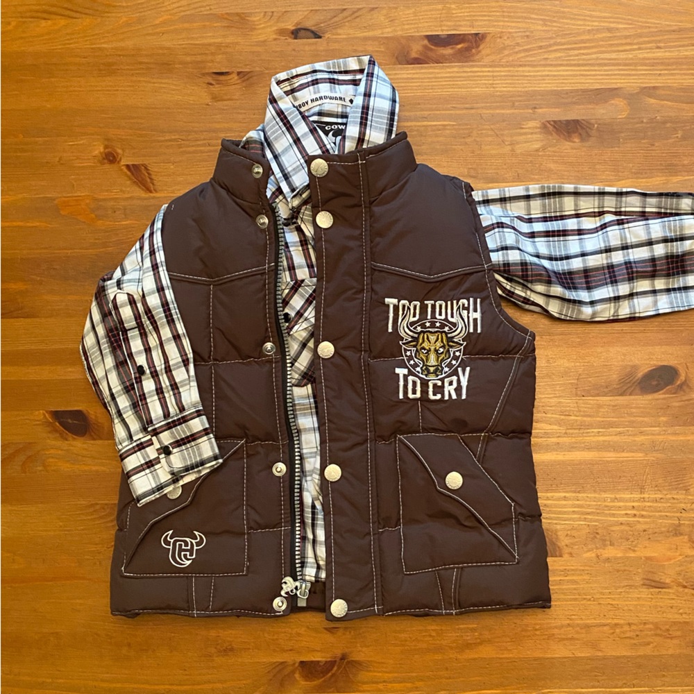Cowboy Hardware Puffer Vest and Western Shirt